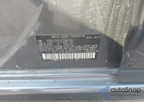 2017 Subaru Impreza 2.0I Premium из США, поврежденный, VIN 4S3GKAB68H3621254